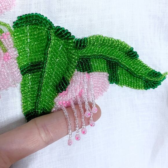 Natasha Zinko Linen Embroidered Beaded Tunic (Sz FR 40 / US 8) White / Pink - Picture 8 of 16